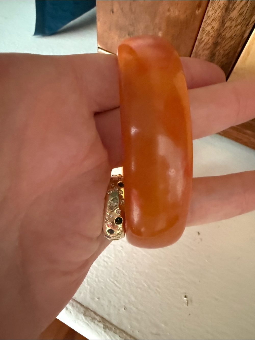 Statement Orange bakelite Bangle Bracelet - Women Jewelry